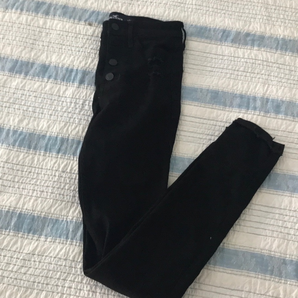 high rise black hollister jeans